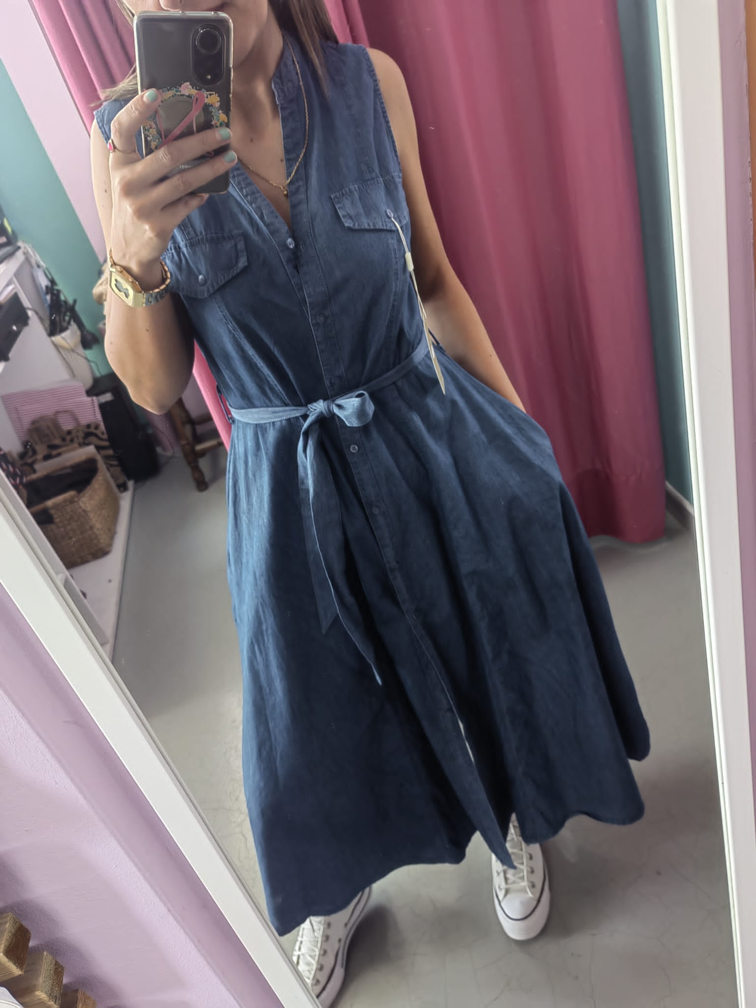 Vestido Denim Midi 00001